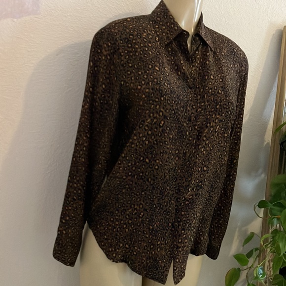 Vintage Blouse Allison Taylor Silk Leopard Print Long Sleeve Brown 
Bin#1 - Picture 2 of 9
